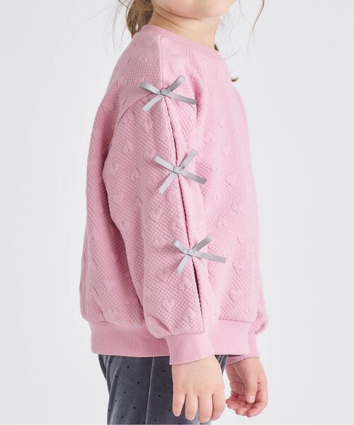 apres les cours（アプレレクール）の「袖リボンキルトトレーナー_ジュニア対応（スウェット・キッズ・ピンク/ブラック/グレー・80/90/100/110/120/130/140）」の12枚目の写真