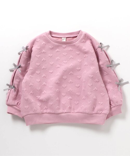 apres les cours（アプレレクール）の「袖リボンキルトトレーナー_ジュニア対応（スウェット・キッズ・ピンク/ブラック/グレー・80/90/100/110/120/130/140）」の8枚目の写真