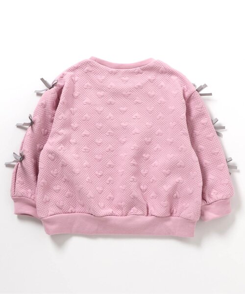 apres les cours（アプレレクール）の「袖リボンキルトトレーナー_ジュニア対応（スウェット・キッズ・ピンク/ブラック/グレー・80/90/100/110/120/130/140）」の9枚目の写真