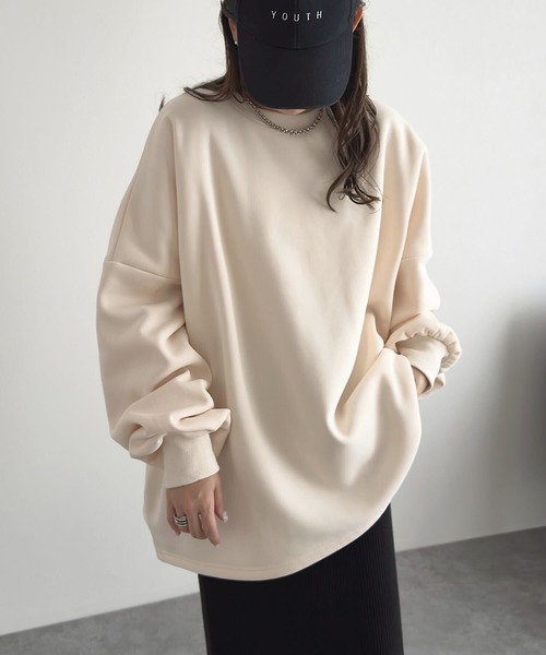 KOBE LETTUCE(コウベレタス)の「裏ボアスウェット2タイプトップス(スウェット・レディース・ブラック/アイボリー/グレー/グレー系/アイボリー系/ブラック系・M-Short/M-Long)」の6枚目の写真