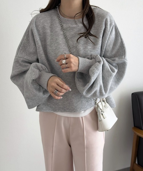 KOBE LETTUCE(コウベレタス)の「裏ボアスウェット2タイプトップス(スウェット・レディース・ブラック/アイボリー/グレー/グレー系/アイボリー系/ブラック系・M-Short/M-Long)」の13枚目の写真