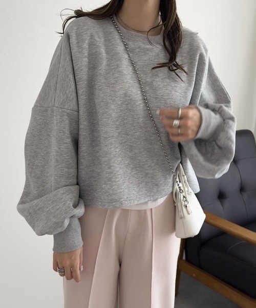 KOBE LETTUCE(コウベレタス)の「裏ボアスウェット2タイプトップス(スウェット・レディース・ブラック/アイボリー/グレー/グレー系/アイボリー系/ブラック系・M-Short/M-Long)」の14枚目の写真