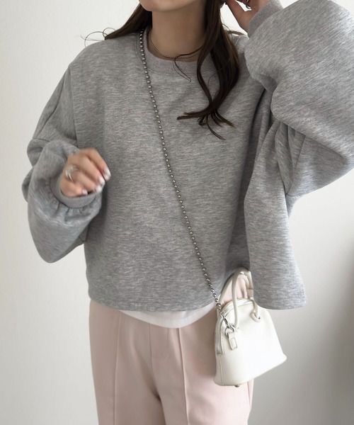 KOBE LETTUCE(コウベレタス)の「裏ボアスウェット2タイプトップス(スウェット・レディース・ブラック/アイボリー/グレー/グレー系/アイボリー系/ブラック系・M-Short/M-Long)」の15枚目の写真