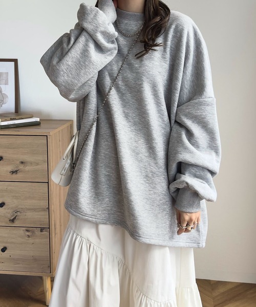 KOBE LETTUCE(コウベレタス)の「裏ボアスウェット2タイプトップス(スウェット・レディース・ブラック/アイボリー/グレー/グレー系/アイボリー系/ブラック系・M-Short/M-Long)」の20枚目の写真