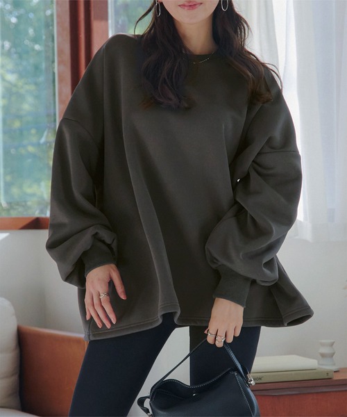 KOBE LETTUCE(コウベレタス)の「裏ボアスウェット2タイプトップス(スウェット・レディース・ブラック/アイボリー/グレー/グレー系/アイボリー系/ブラック系・M-Short/M-Long)」の11枚目の写真