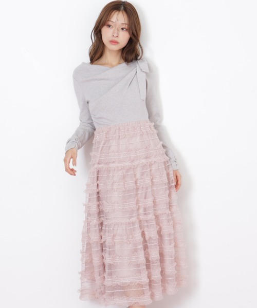 JILL by JILL STUART(ジルバイジルスチュアート)の「◇フリルチュールドッキングワンピース(ワンピース・レディース・ホワイト/ブラック/グレー・FREE)」の1枚目の写真