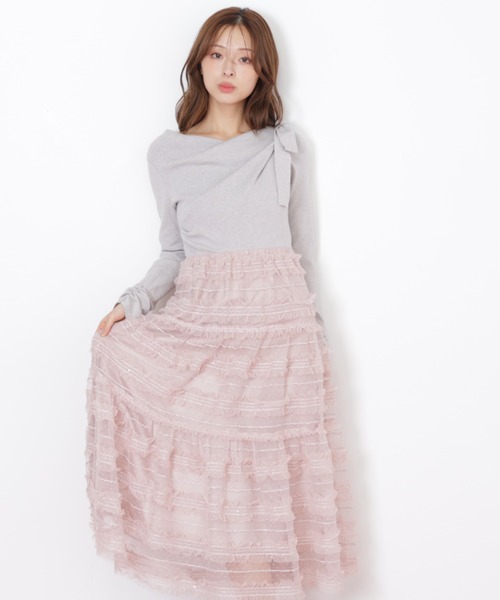 JILL by JILL STUART(ジルバイジルスチュアート)の「◇フリルチュールドッキングワンピース(ワンピース・レディース・ホワイト/ブラック/グレー・FREE)」の4枚目の写真