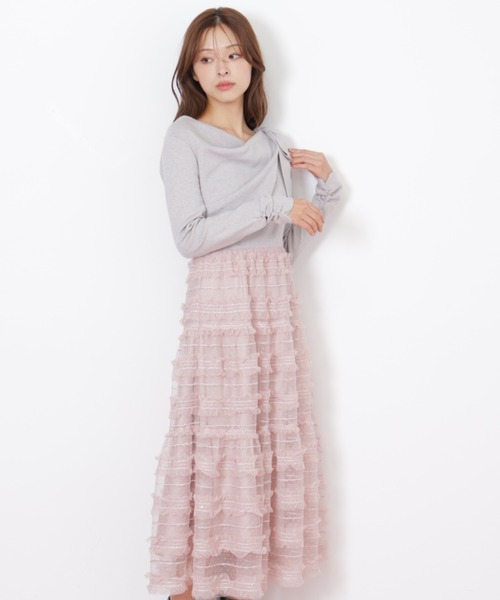 JILL by JILL STUART(ジルバイジルスチュアート)の「◇フリルチュールドッキングワンピース(ワンピース・レディース・ホワイト/ブラック/グレー・FREE)」の8枚目の写真