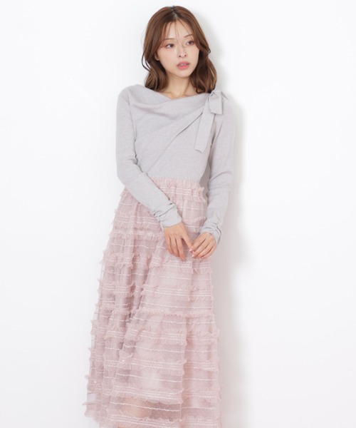 JILL by JILL STUART(ジルバイジルスチュアート)の「◇フリルチュールドッキングワンピース(ワンピース・レディース・ホワイト/ブラック/グレー・FREE)」の6枚目の写真