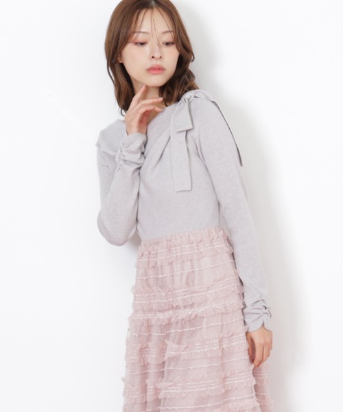 JILL by JILL STUART(ジルバイジルスチュアート)の「◇フリルチュールドッキングワンピース(ワンピース・レディース・ホワイト/ブラック/グレー・FREE)」の10枚目の写真