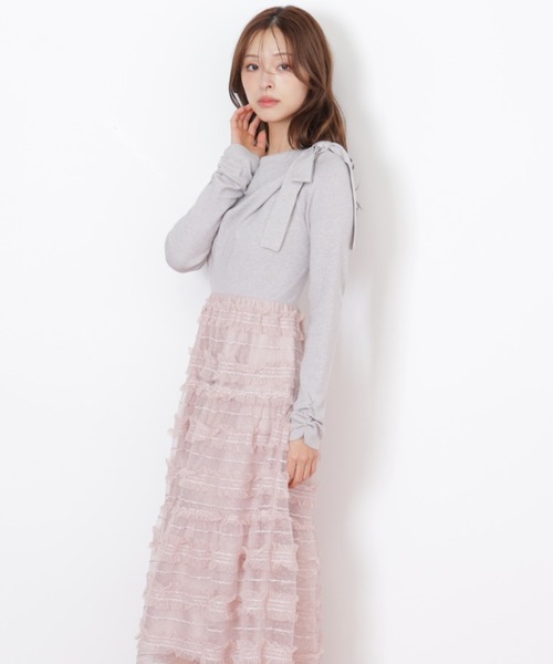 JILL by JILL STUART(ジルバイジルスチュアート)の「◇フリルチュールドッキングワンピース(ワンピース・レディース・ホワイト/ブラック/グレー・FREE)」の9枚目の写真