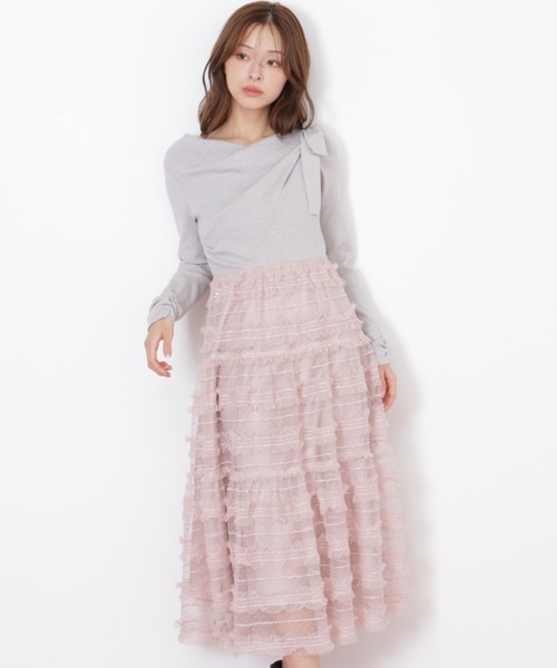 JILL by JILL STUART(ジルバイジルスチュアート)の「◇フリルチュールドッキングワンピース(ワンピース・レディース・ホワイト/ブラック/グレー・FREE)」の7枚目の写真