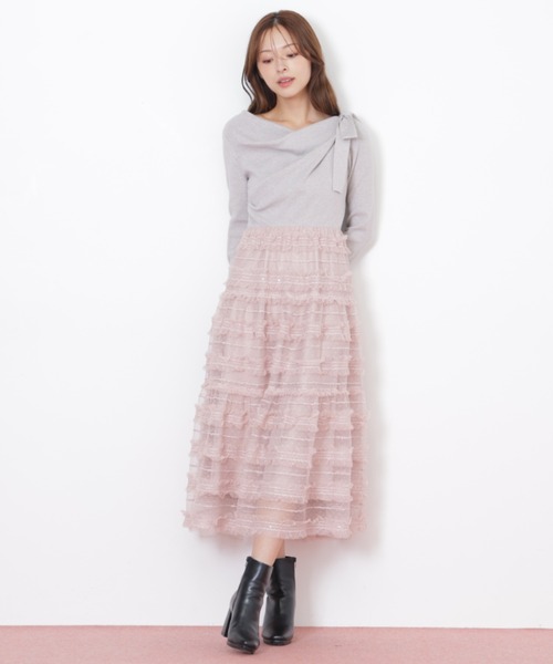 JILL by JILL STUART(ジルバイジルスチュアート)の「◇フリルチュールドッキングワンピース(ワンピース・レディース・ホワイト/ブラック/グレー・FREE)」の11枚目の写真