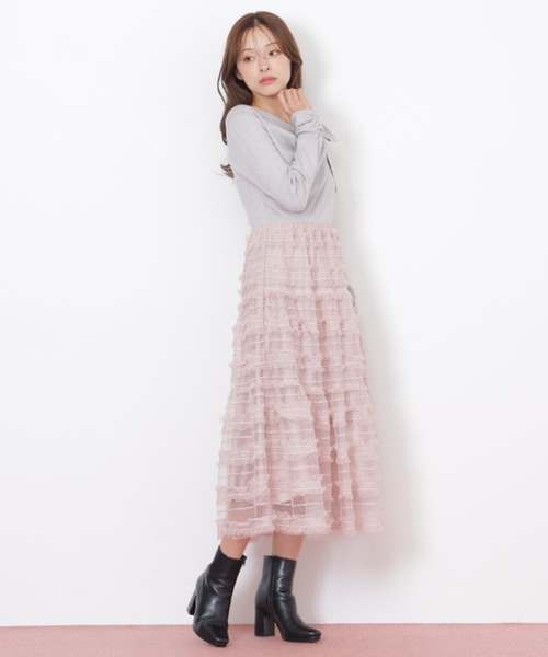 JILL by JILL STUART(ジルバイジルスチュアート)の「◇フリルチュールドッキングワンピース(ワンピース・レディース・ホワイト/ブラック/グレー・FREE)」の12枚目の写真