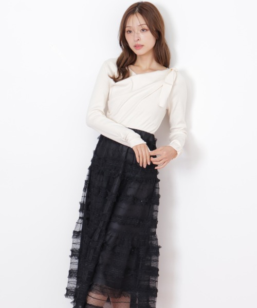 JILL by JILL STUART(ジルバイジルスチュアート)の「◇フリルチュールドッキングワンピース(ワンピース・レディース・ホワイト/ブラック/グレー・FREE)」の17枚目の写真