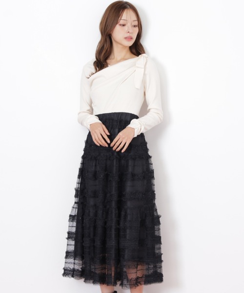 JILL by JILL STUART(ジルバイジルスチュアート)の「◇フリルチュールドッキングワンピース(ワンピース・レディース・ホワイト/ブラック/グレー・FREE)」の20枚目の写真