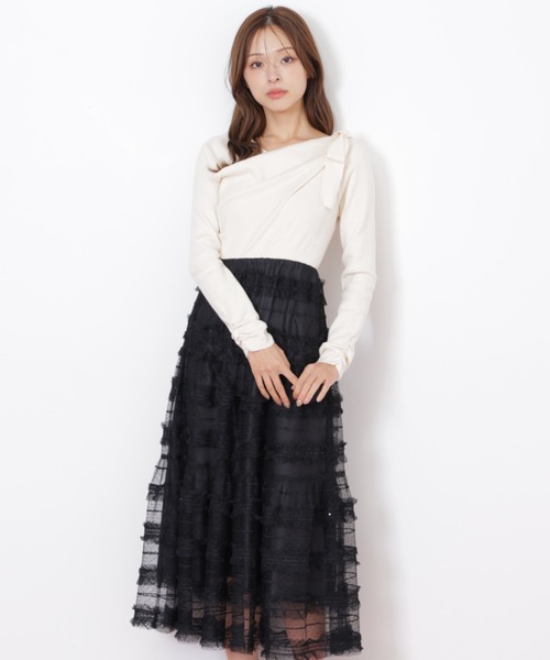 JILL by JILL STUART(ジルバイジルスチュアート)の「◇フリルチュールドッキングワンピース(ワンピース・レディース・ホワイト/ブラック/グレー・FREE)」の18枚目の写真