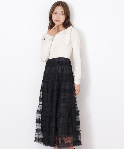 JILL by JILL STUART(ジルバイジルスチュアート)の「◇フリルチュールドッキングワンピース(ワンピース・レディース・ホワイト/ブラック/グレー・FREE)」の19枚目の写真