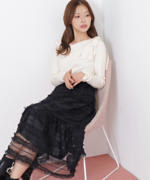JILL by JILL STUART(ジルバイジルスチュアート)の「◇フリルチュールドッキングワンピース(ワンピース・レディース・ホワイト/ブラック/グレー・FREE)」の14枚目の写真