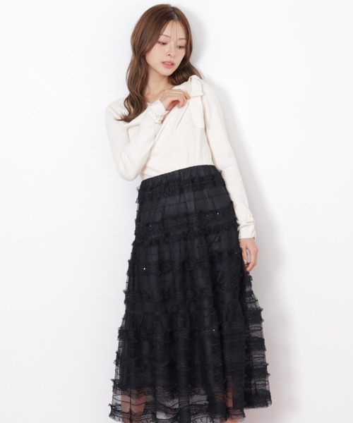 JILL by JILL STUART(ジルバイジルスチュアート)の「◇フリルチュールドッキングワンピース(ワンピース・レディース・ホワイト/ブラック/グレー・FREE)」の16枚目の写真