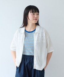 bulle de savon | 透かし柄　半袖ポロニット(ニット/セーター)