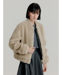 SAGE（セージ）の「レザーポインテッドフリースジップアップ - アッシュグレー（ムートンコート）」