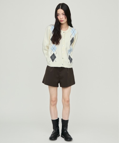 NUJOH(ヌゾ)の「Argyle Pattern Knit Cardigan / アーガイルパターンニットカーディガン(カーディガン/ボレロ・レディース・グレー/アイボリー/ネイビー・FREE)」の16枚目の写真