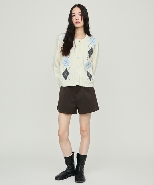 NUJOH(ヌゾ)の「Argyle Pattern Knit Cardigan / アーガイルパターンニットカーディガン(カーディガン/ボレロ・レディース・グレー/アイボリー/ネイビー・FREE)」の17枚目の写真