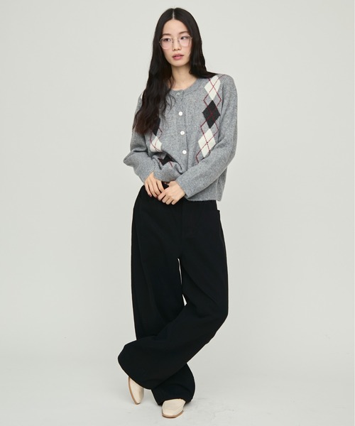 セール】Argyle Pattern Knit Cardigan / アーガイルパターンニット
