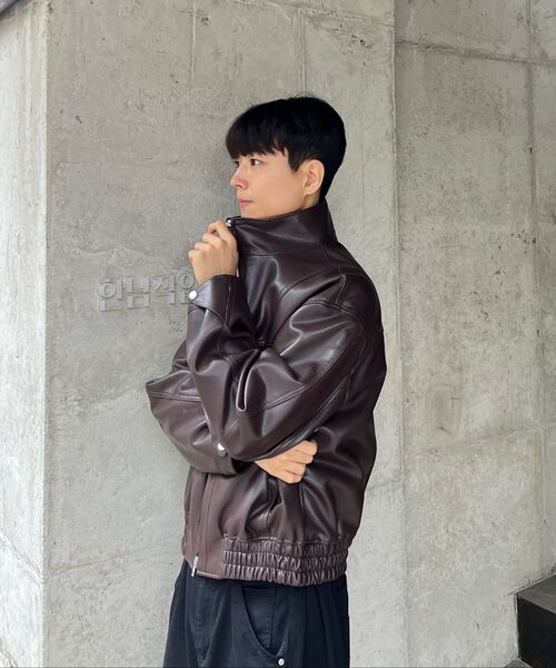 SPERONE（スペロネ）の「ハイネックカーブドレザージャケット（ブラウン）（ライダースジャケット・メンズ・その他・MEDIUM/X-LARGE）」の4枚目の写真