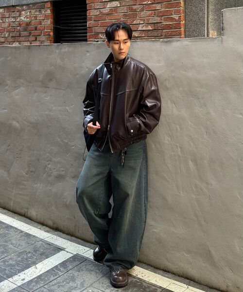 SPERONE（スペロネ）の「ハイネックカーブドレザージャケット（ブラウン）（ライダースジャケット・メンズ・その他・MEDIUM/X-LARGE）」の2枚目の写真