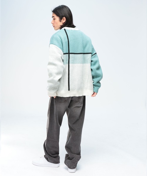 SAKAZEN(サカゼン)の「Cathy's Closet (キャシーズ クロセット) クロスチェック オーバー クルーネック ニット セーター 32708003(ニット/セーター・メンズ・ホワイト/ネイビー/ブラック/グレー・L/M)」の5枚目の写真