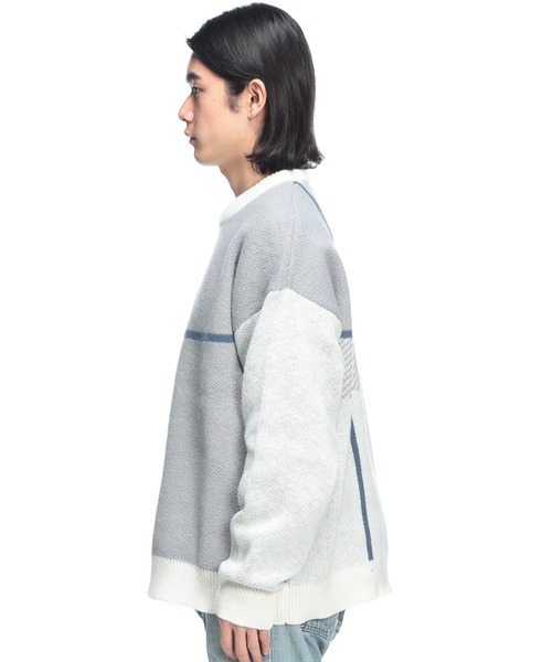 SAKAZEN(サカゼン)の「Cathy's Closet (キャシーズ クロセット) クロスチェック オーバー クルーネック ニット セーター 32708003(ニット/セーター・メンズ・ホワイト/ネイビー/ブラック/グレー・L/M)」の9枚目の写真