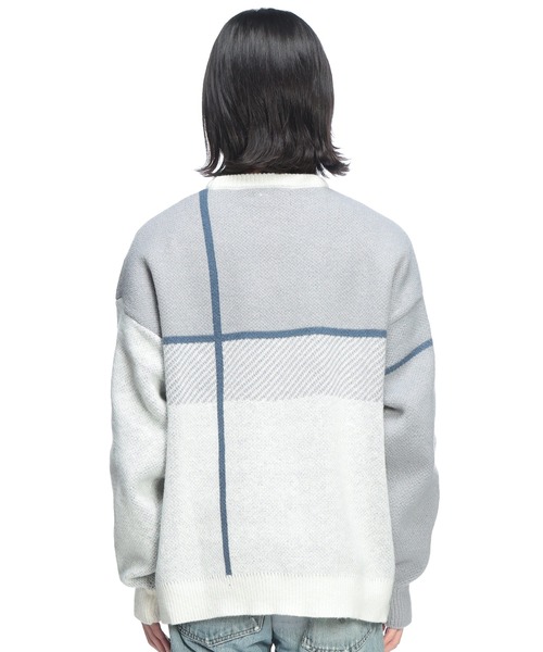 SAKAZEN(サカゼン)の「Cathy's Closet (キャシーズ クロセット) クロスチェック オーバー クルーネック ニット セーター 32708003(ニット/セーター・メンズ・ホワイト/ネイビー/ブラック/グレー・L/M)」の10枚目の写真