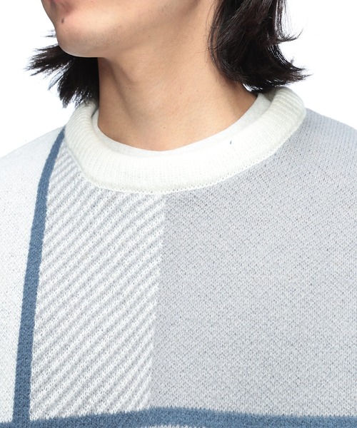 SAKAZEN(サカゼン)の「Cathy's Closet (キャシーズ クロセット) クロスチェック オーバー クルーネック ニット セーター 32708003(ニット/セーター・メンズ・ホワイト/ネイビー/ブラック/グレー・L/M)」の11枚目の写真