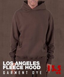 13.5oz ロスエンジェルス ガーメントダイ フリース フードパーカー_モカ