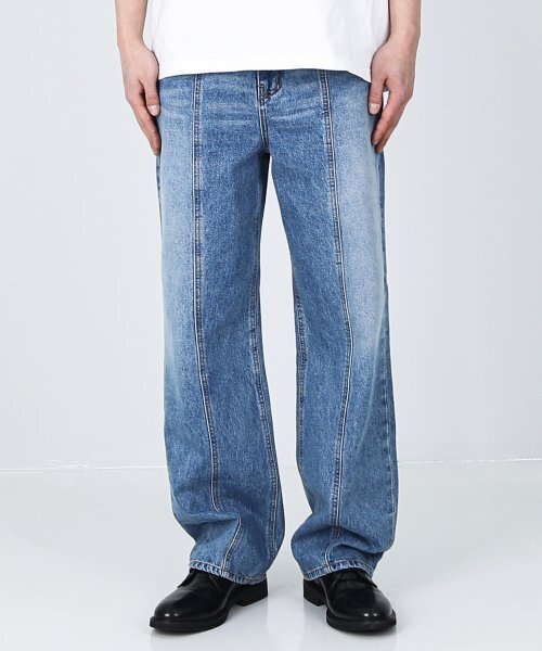 WIDE FIT FRONT SEAM MEDIUM WASHED DENIM