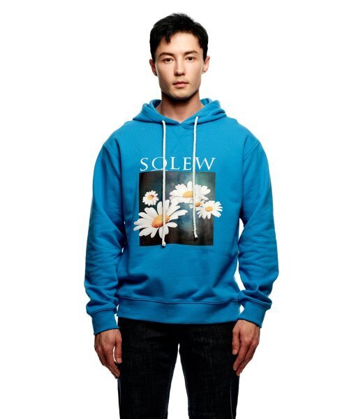 SOLEW(ソル)の「フラワーグラフィックフードパーカー_ブルー(パーカー・メンズ・その他・SMALL/MEDIUM/LARGE/X-LARGE/X-SMALL)」の1枚目の写真