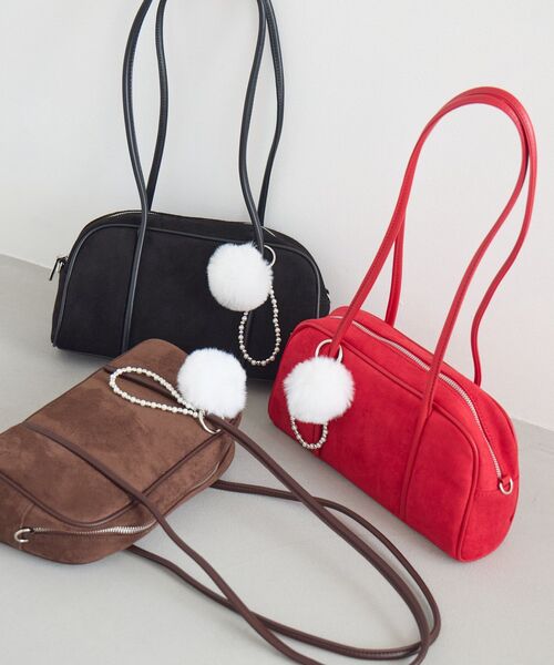 RETRO GIRL（レトロガール）の「ファーチャームボストン（ショルダーバッグ・レディース・ブラック/ブラウン/レッド・ONE SIZE）」の5枚目の写真