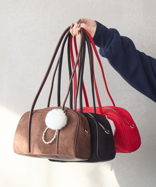 RETRO GIRL（レトロガール）の「ファーチャームボストン（ショルダーバッグ・レディース・ブラック/ブラウン/レッド・ONE SIZE）」の6枚目の写真