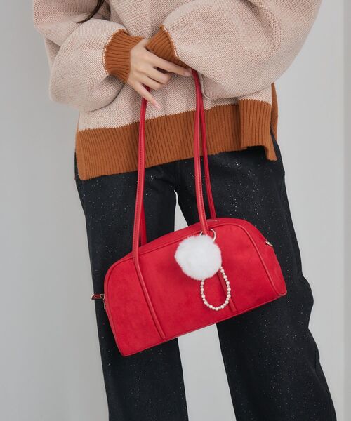 RETRO GIRL（レトロガール）の「ファーチャームボストン（ショルダーバッグ・レディース・ブラック/ブラウン/レッド・ONE SIZE）」の13枚目の写真