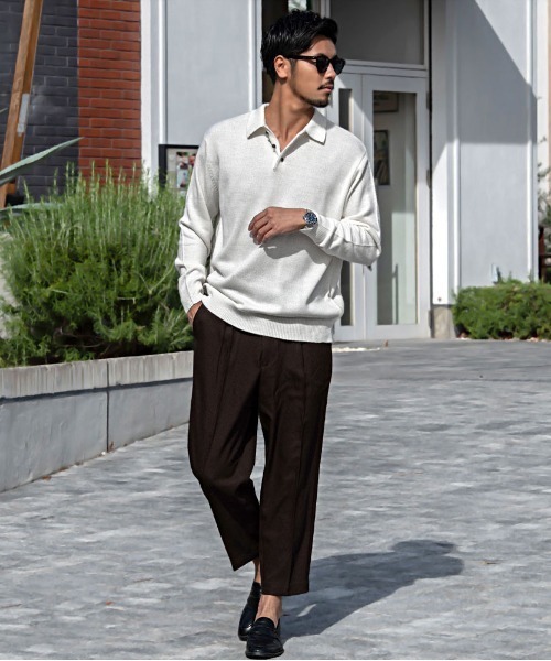 CavariA(キャバリア)の「『CavariA/キャバリア』カシミアタッチ長袖ポロシャツ(ニット/セーター・メンズ・ブラック/ベージュ/ネイビー/チャコールグレー/ホワイト・L/M)」の6枚目の写真