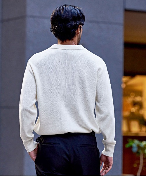 CavariA(キャバリア)の「『CavariA/キャバリア』カシミアタッチ長袖ポロシャツ(ニット/セーター・メンズ・ブラック/ベージュ/ネイビー/チャコールグレー/ホワイト・L/M)」の9枚目の写真