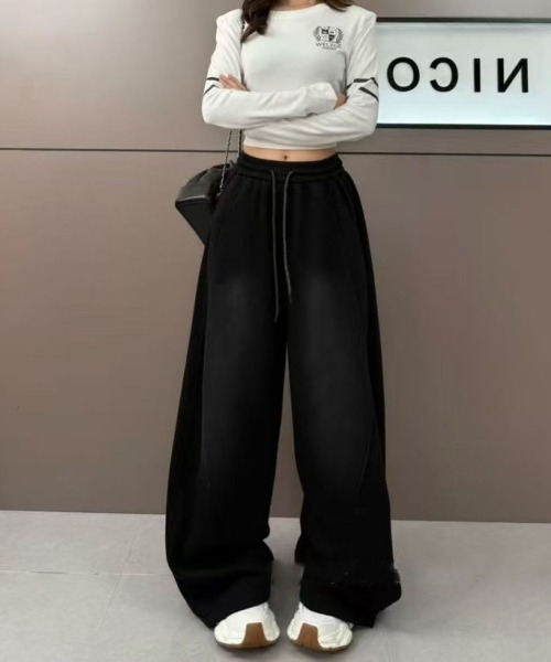 LETee(レティー)の「ワイドレッグパンツ/ポケット有(その他パンツ・レディース・ブラック・FREE)」の2枚目の写真