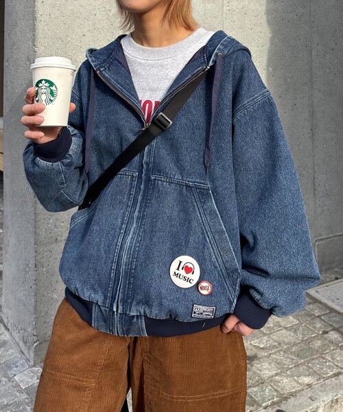 セール】【UNISEX】デニムフードジャケット（ブルゾン）｜CIAOPANIC
