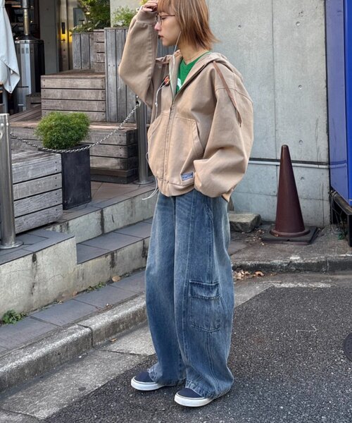 CIAOPANIC TYPY(チャオパニックティピー)の「【UNISEX】アソート素材フードジャケット/デニムジャケット/アクティブジャケット(デニムジャケット・レディース・ブラック/ブルー/ベージュ・MEDIUM/LARGE)」の12枚目の写真