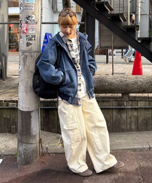 UNISEX】アソート素材フードジャケット/デニムジャケット/アクティブ