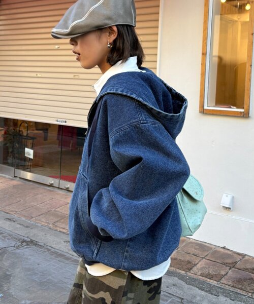 CIAOPANIC TYPY(チャオパニックティピー)の「【UNISEX】アソート素材フードジャケット/デニムジャケット/アクティブジャケット(デニムジャケット・レディース・ブラック/ブルー/ベージュ・MEDIUM/LARGE)」の20枚目の写真