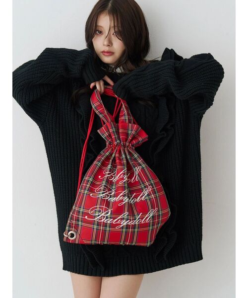 jouetie（ジュエティ）の「2WAYロゴナップサック チェック柄（トートバッグ・レディース・シルバー/ピンク/アイボリー/レッド/ブラック/ブラウン・FREE）」の5枚目の写真