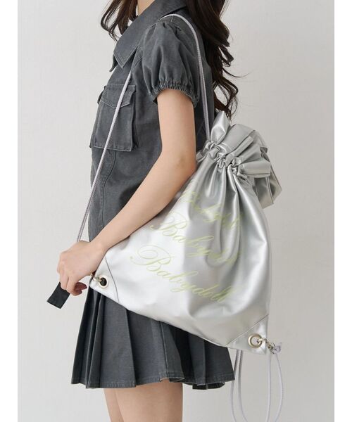 jouetie（ジュエティ）の「2WAYロゴナップサック チェック柄（トートバッグ・レディース・シルバー/ピンク/アイボリー/レッド/ブラック/ブラウン・FREE）」の6枚目の写真